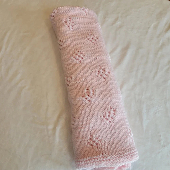 🌴3/$15🌴 Beautiful afgan crochet baby pink blanket / lap blanket handmade - Picture 8 of 12